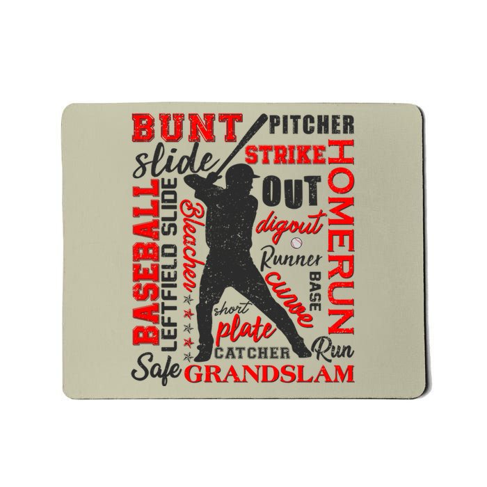 Baseball Typography Word Art Mousepad