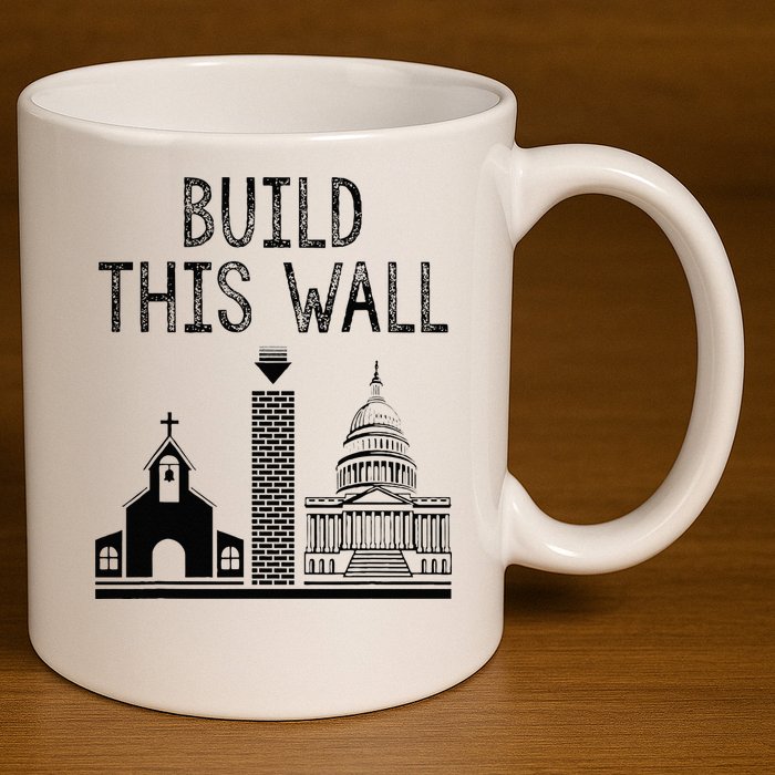 Build This Wall Ironic Separate Church And State 11oz C Handle Ceramic Mug