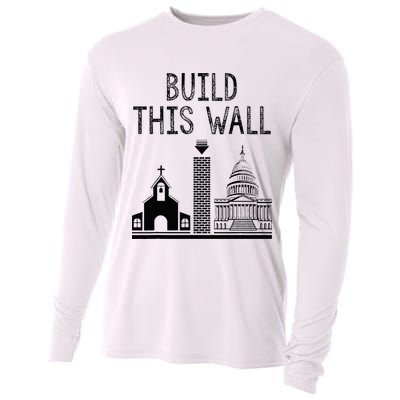 Build This Wall Ironic Separate Church And State Cooling Performance Long Sleeve Crew