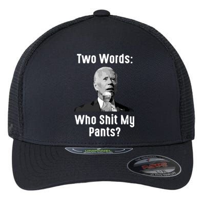 Biden Two Words Who My Pants Funny Antibiden Flexfit Unipanel Trucker Cap