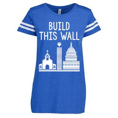 Build This Wall Ironic Separate Church And State Enza Ladies Jersey Football T-Shirt