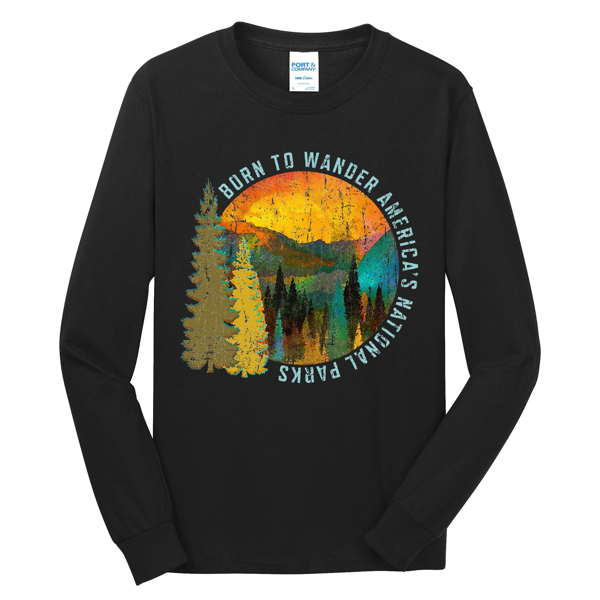 Born To Wander Americas National Parks Vintage Tall Long Sleeve T-Shirt