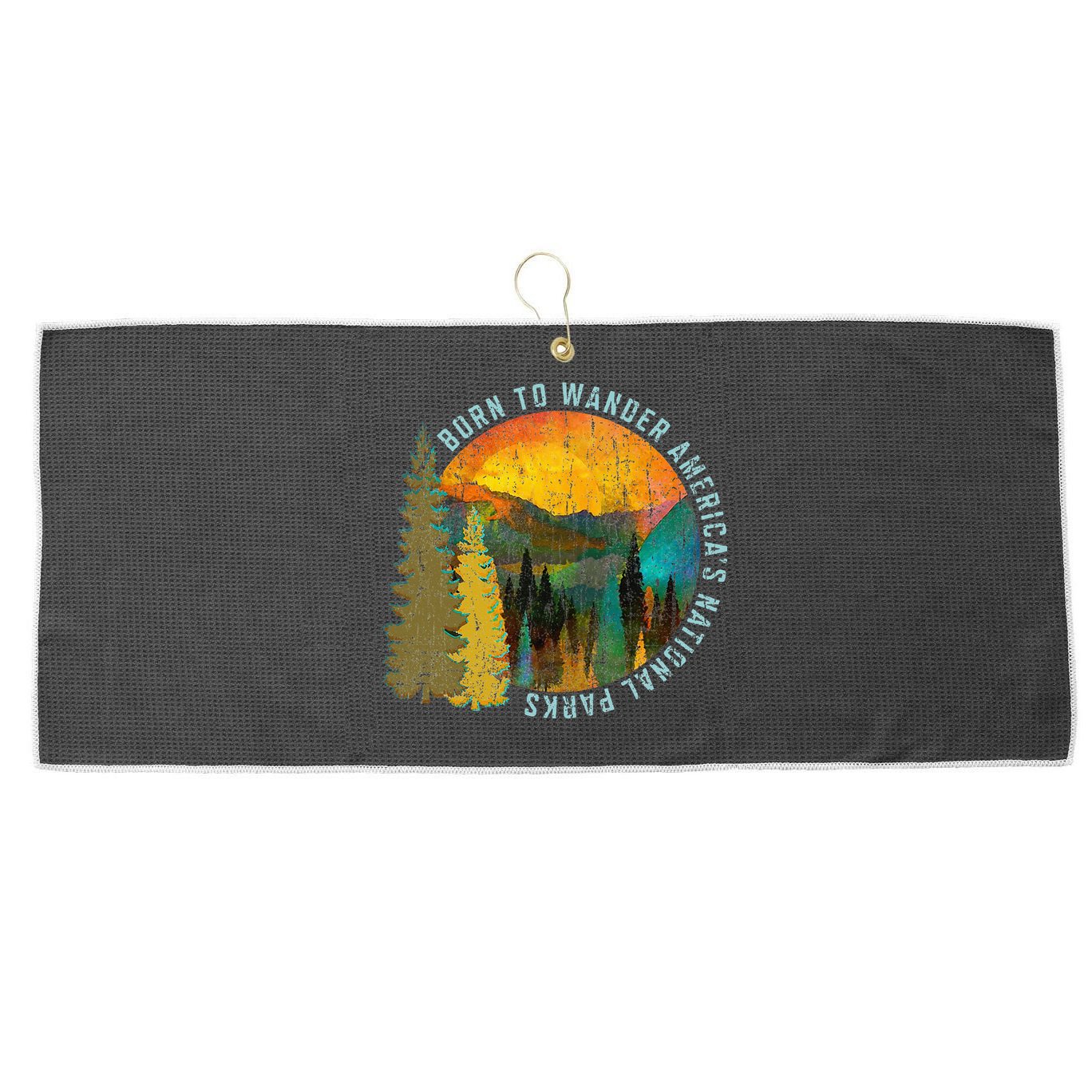 Born To Wander Americas National Parks Vintage Large Microfiber Waffle Golf Towel
