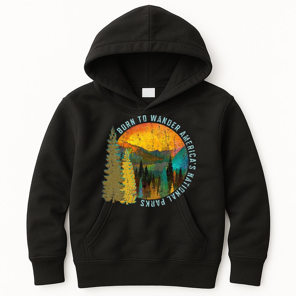 Born To Wander Americas National Parks Vintage Kids Hoodie