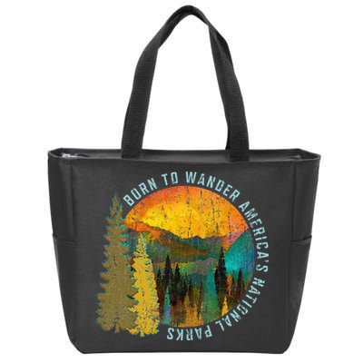Born To Wander Americas National Parks Vintage Zip Tote Bag