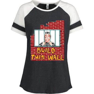 Build This Wall Lock Him Up Anti Trump Impeachment Enza Ladies Jersey Colorblock Tee