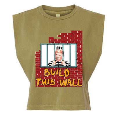 Build This Wall Lock Him Up Anti Trump Impeachment Garment-Dyed Women's Muscle Tee