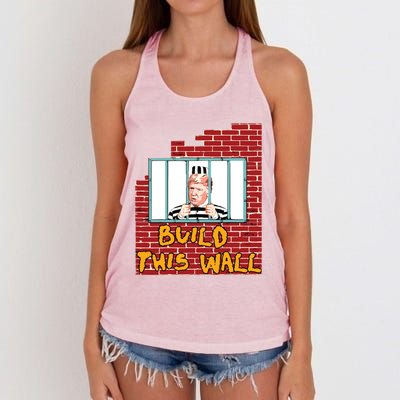 Build This Wall Lock Him Up Anti Trump Impeachment Women's Knotted Racerback Tank