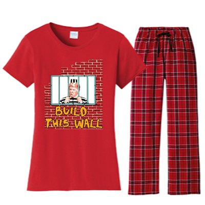 Build This Wall Lock Him Up Anti Trump Impeachment Women's Flannel Pajama Set