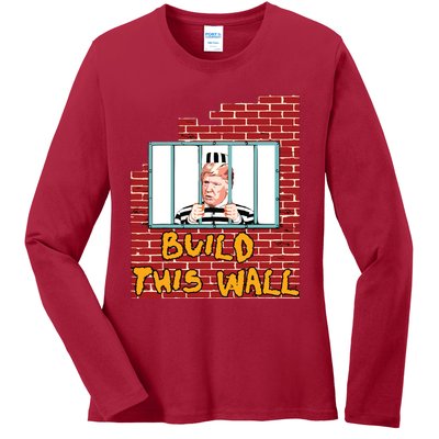 Build This Wall Lock Him Up Anti Trump Impeachment Ladies Long Sleeve Shirt