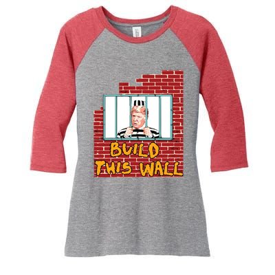 Build This Wall Lock Him Up Anti Trump Impeachment Women's Tri-Blend 3/4-Sleeve Raglan Shirt