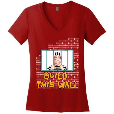 Build This Wall Lock Him Up Anti Trump Impeachment Women's V-Neck T-Shirt