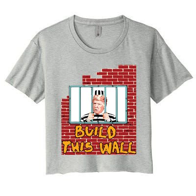 Build This Wall Lock Him Up Anti Trump Impeachment Women's Crop Top Tee