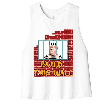 Build This Wall Lock Him Up Anti Trump Impeachment Women's Racerback Cropped Tank