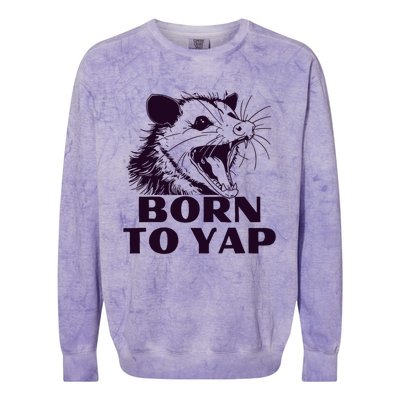 Born To Yap Funny Opossun Meme Awesome Possum Weird Gift Colorblast Crewneck Sweatshirt