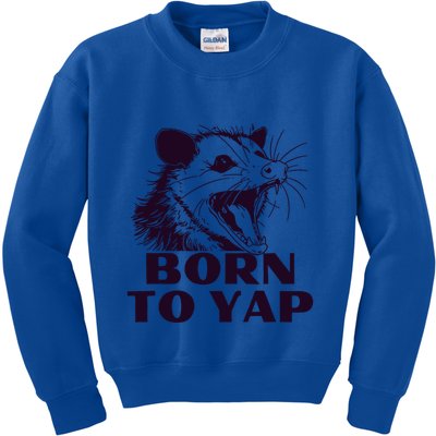 Born To Yap Funny Opossun Meme Awesome Possum Weird Gift Kids Sweatshirt