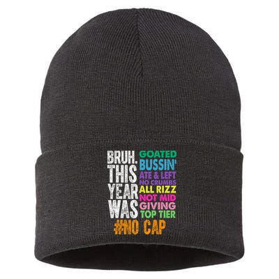 Bruh This Year Was Goated No Cap Funny Last Day Of School Sustainable Knit Beanie