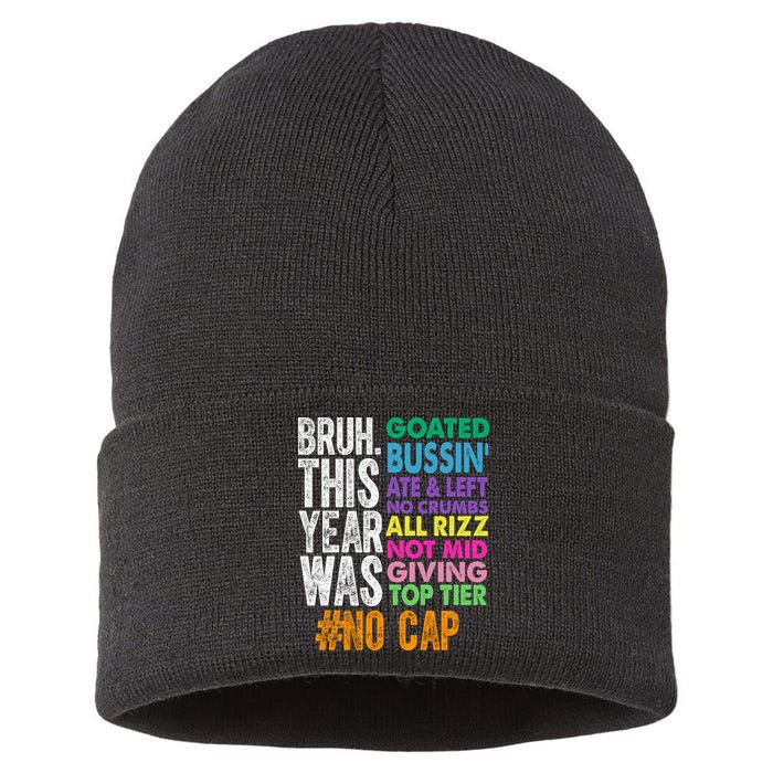 Bruh This Year Was Goated No Cap Funny Last Day Of School Sustainable Knit Beanie