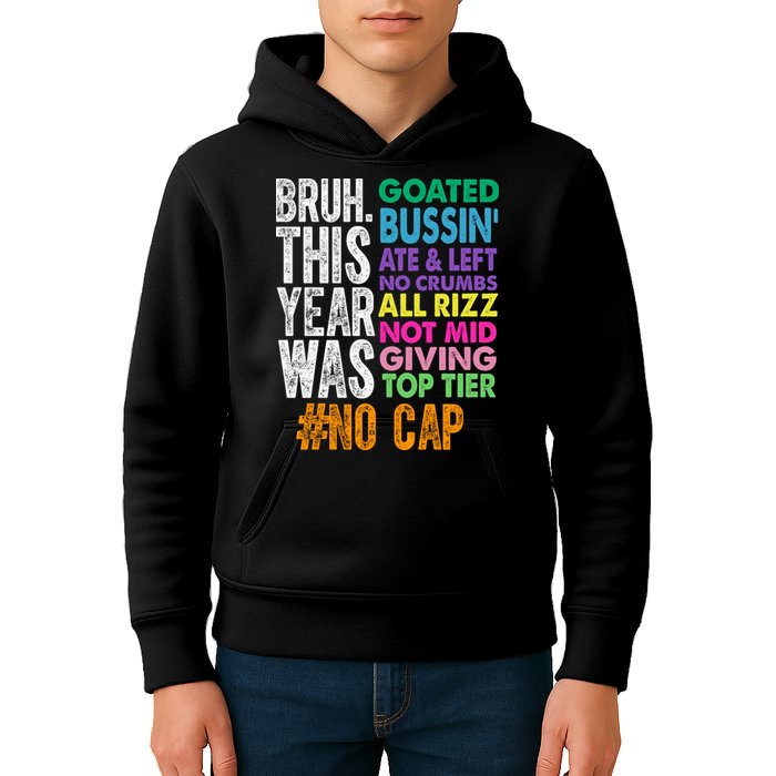 Bruh This Year Was Goated No Cap Funny Last Day Of School Kids Hoodie