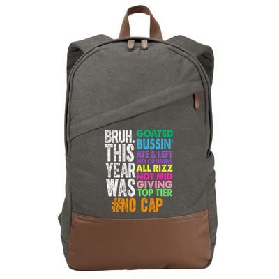 Bruh This Year Was Goated No Cap Funny Last Day Of School Cotton Canvas Backpack
