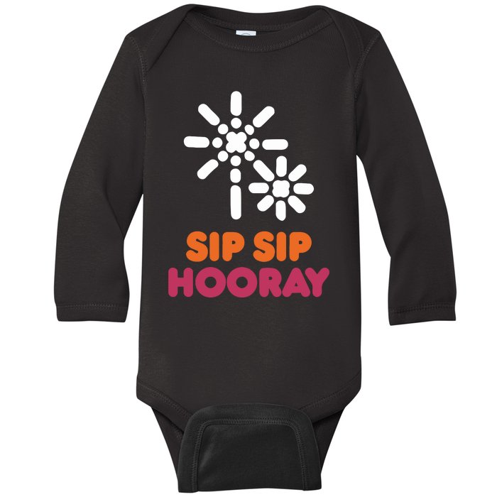 Better Than You Sip Sip Hooray Dunkin​ Baby Long Sleeve Bodysuit