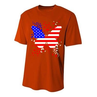 Butterfly Usa 4th July American Flag Patriotic Gift Performance Sprint T-Shirt