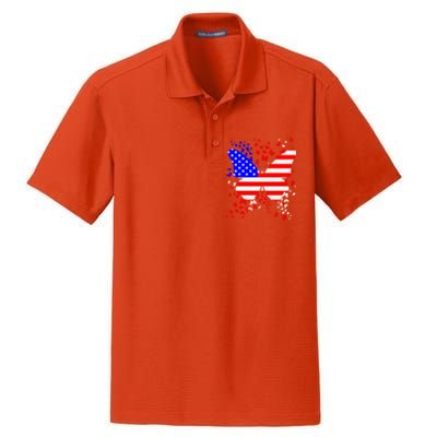 Butterfly Usa 4th July American Flag Patriotic Gift Dry Zone Grid Polo