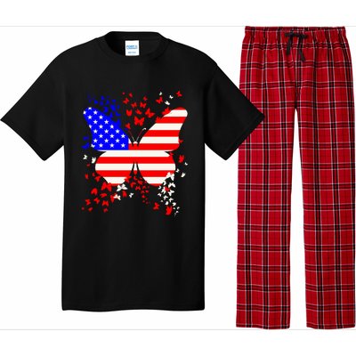 Butterfly Usa 4th July American Flag Patriotic Gift Pajama Set