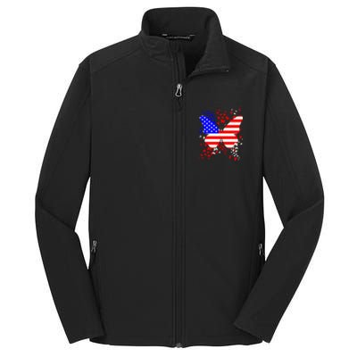 Butterfly Usa 4th July American Flag Patriotic Gift Core Soft Shell Jacket