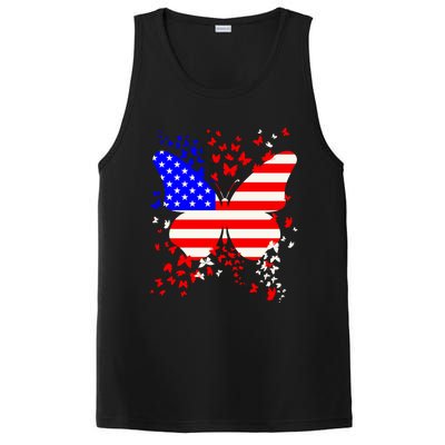 Butterfly Usa 4th July American Flag Patriotic Gift PosiCharge Competitor Tank