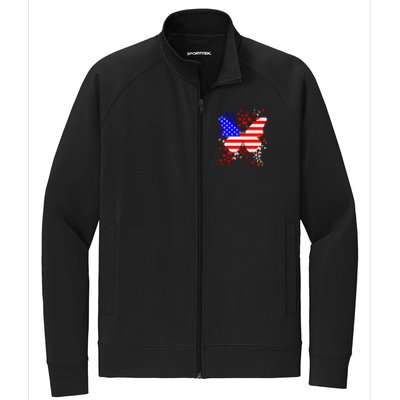 Butterfly Usa 4th July American Flag Patriotic Gift Stretch Full-Zip Cadet Jacket