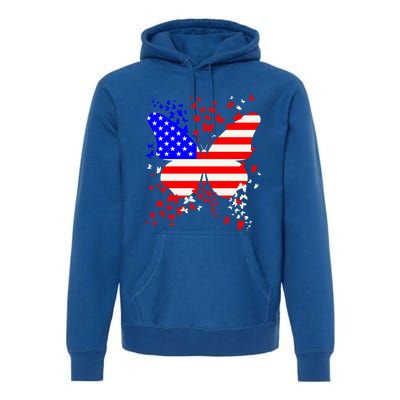 Butterfly Usa 4th July American Flag Patriotic Gift Premium Hoodie