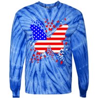 Butterfly Usa 4th July American Flag Patriotic Gift Tie-Dye Long Sleeve Shirt