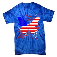 Butterfly Usa 4th July American Flag Patriotic Gift Tie-Dye T-Shirt