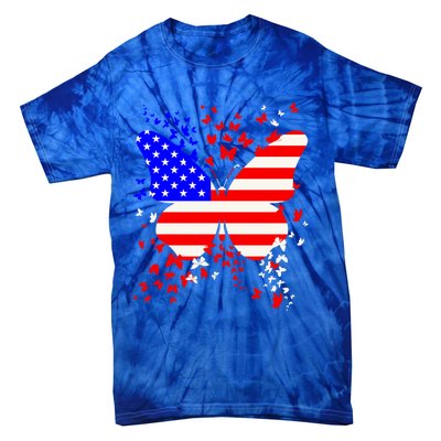 Butterfly Usa 4th July American Flag Patriotic Gift Tie-Dye T-Shirt