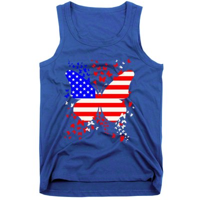 Butterfly Usa 4th July American Flag Patriotic Gift Tank Top