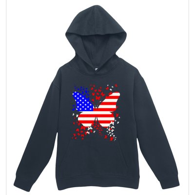 Butterfly Usa 4th July American Flag Patriotic Gift Urban Pullover Hoodie