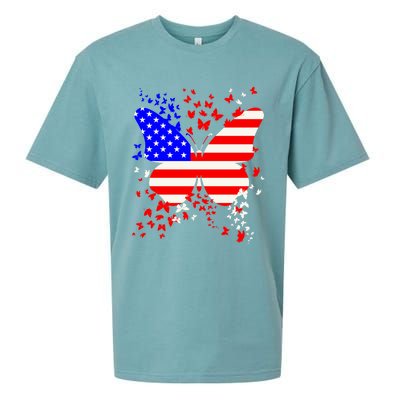 Butterfly Usa 4th July American Flag Patriotic Gift Sueded Cloud Jersey T-Shirt