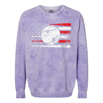 Baseball USA American Flag Vintage Retro Baseball Colorblast Crewneck Sweatshirt