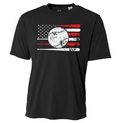 Baseball USA American Flag Vintage Retro Baseball Cooling Performance Crew T-Shirt