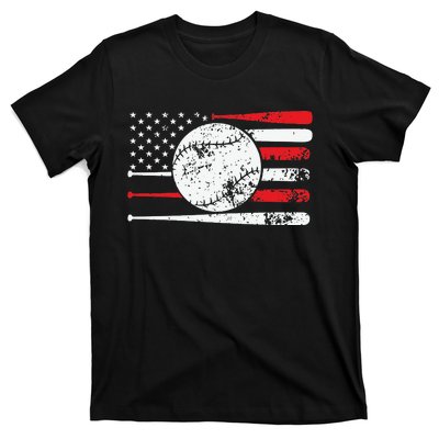 Baseball USA American Flag Vintage Retro Baseball T-Shirt