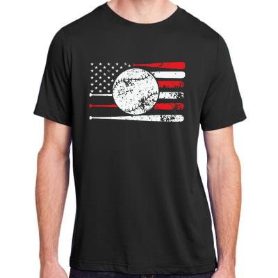 Baseball USA American Flag Vintage Retro Baseball Adult ChromaSoft Performance T-Shirt