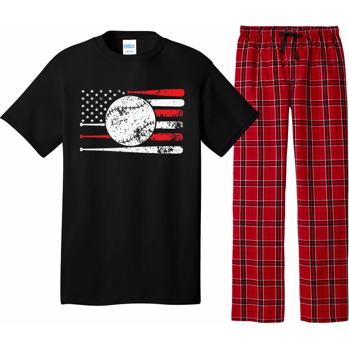 Baseball USA American Flag Vintage Retro Baseball Pajama Set