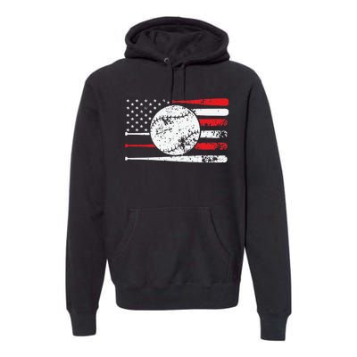 Baseball USA American Flag Vintage Retro Baseball Premium Hoodie