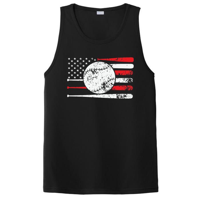 Baseball USA American Flag Vintage Retro Baseball PosiCharge Competitor Tank