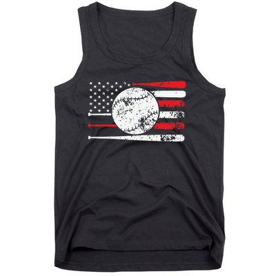 Baseball USA American Flag Vintage Retro Baseball Tank Top