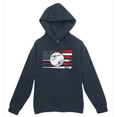 Baseball USA American Flag Vintage Retro Baseball Urban Pullover Hoodie