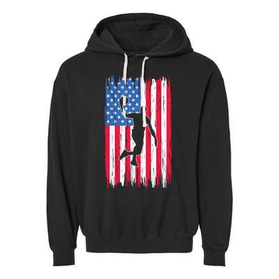 Basketball USA American Flag Bball Coach Team Player Garment-Dyed Fleece Hoodie