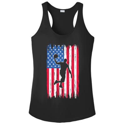 Basketball USA American Flag Bball Coach Team Player Ladies PosiCharge Competitor Racerback Tank