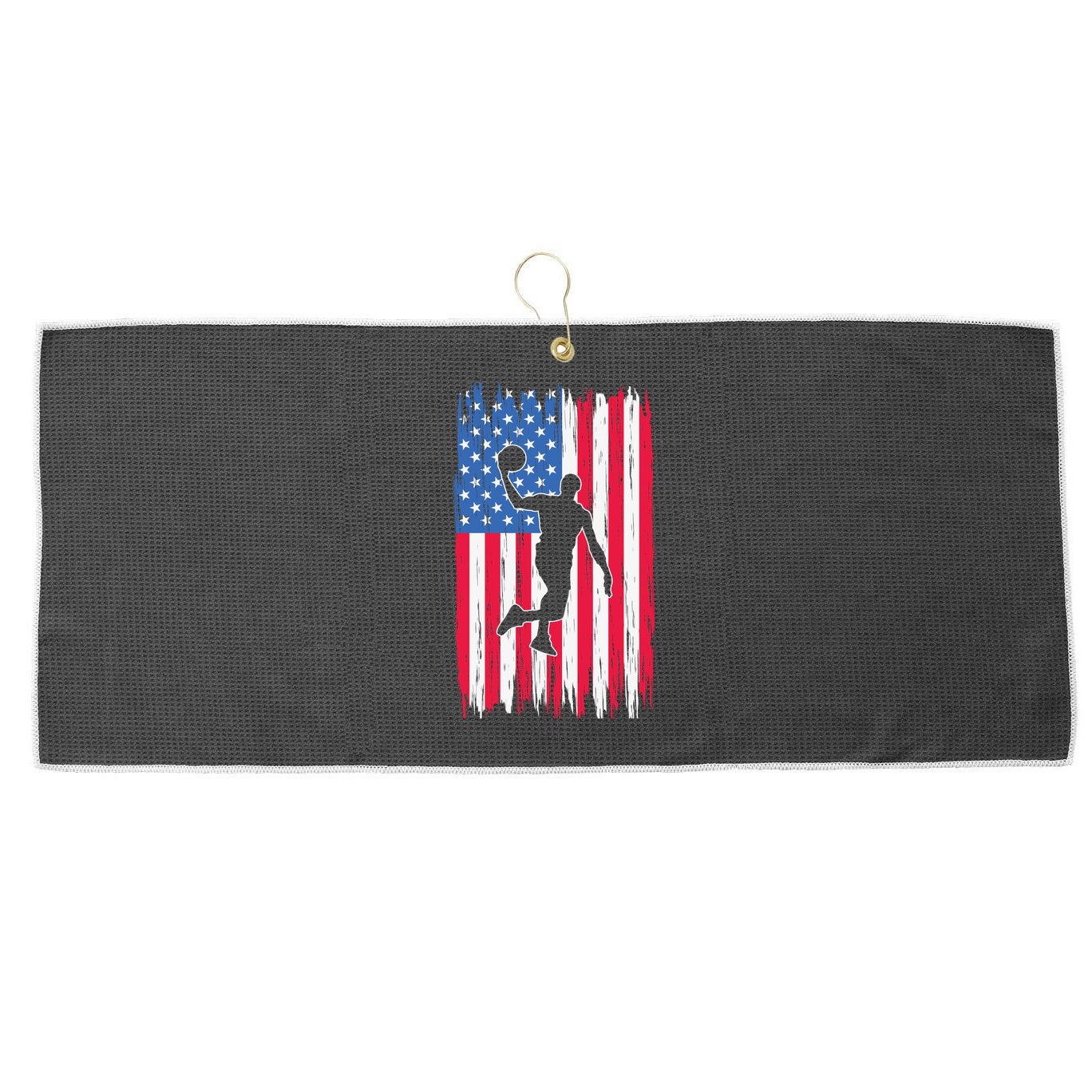 Basketball USA American Flag Bball Coach Team Player Large Microfiber Waffle Golf Towel